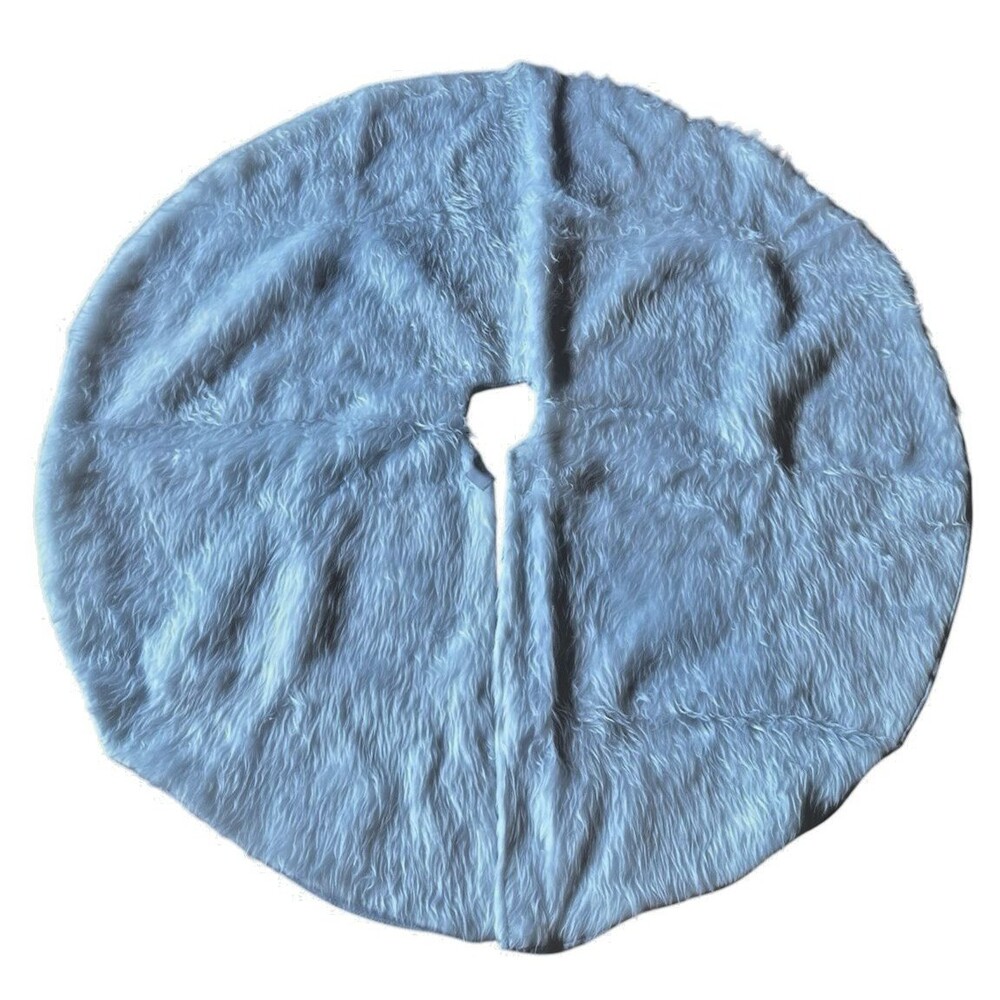 Christmas Tree Skirt Plush Snowy White Faux Fur 36" 3 Foot Diameter